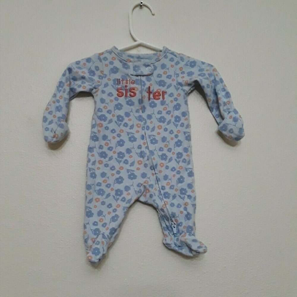 Carter's Blue Floral Little Sister Footie